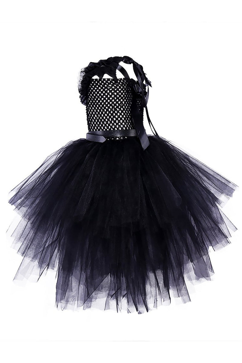 Load image into Gallery viewer, Black Tiered Tulle Ruffled Halloween Girl Dress