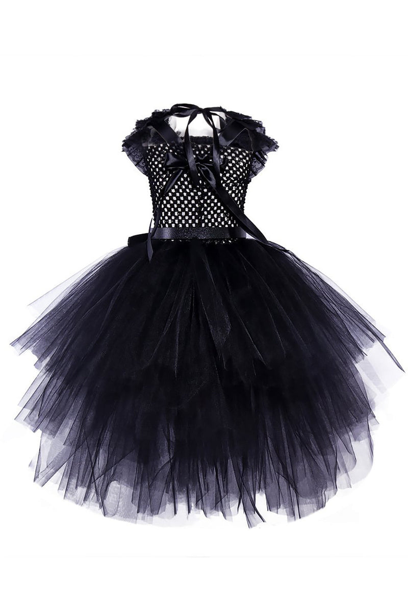 Load image into Gallery viewer, Black Tiered Tulle Ruffled Halloween Girl Dress