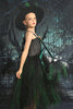 Load image into Gallery viewer, Mørkegrønn snøre-up foran tyll Halloween jente kjole