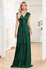 Load image into Gallery viewer, Glitrende A-Line ermeløs champagne mor til bruden kjole