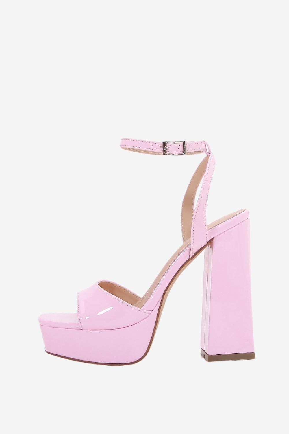 Chunky Pink One Strap High Heel Sandals