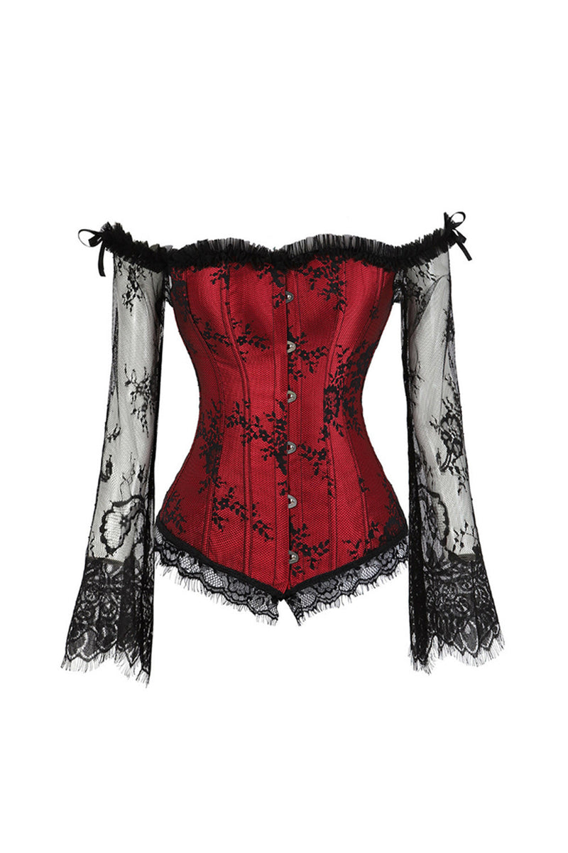Load image into Gallery viewer, Korsett Bone Style Black Palace Lace Long Sleeves Shapewear