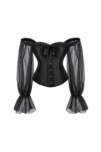 Svart boning korsett shapewear med ermer