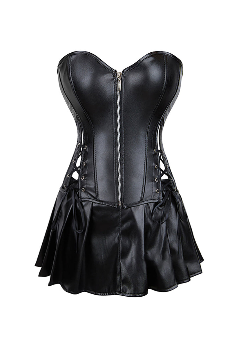 Load image into Gallery viewer, Halloween gotisk stroppeløs korsett mini kjole
