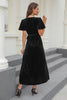 Load image into Gallery viewer, V Neck Navy Velvet Holiday Party kjole med belte