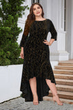 En linje Bateau Neck Black Velvet Plus Size Holiday Party Dress