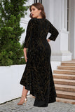 En linje Bateau Neck Black Velvet Plus Size Holiday Party Dress