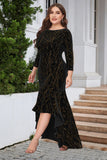 En linje Bateau Neck Black Velvet Plus Size Holiday Party Dress