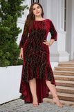 En linje Bateau Neck Black Velvet Plus Size Holiday Party Dress