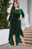 En linje Bateau Neck Black Velvet Plus Size Holiday Party Dress