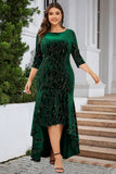 En linje Bateau Neck Black Velvet Plus Size Holiday Party Dress