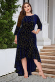 En linje Bateau Neck Black Velvet Plus Size Holiday Party Dress