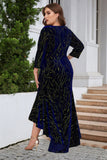 En linje Bateau Neck Black Velvet Plus Size Holiday Party Dress