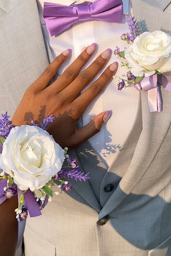 Ivory Rose håndleddet Corsage og menn Boutonniere satt for Prom bryllupsfest