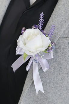 Ivory Rose håndleddet Corsage og menn Boutonniere satt for Prom bryllupsfest
