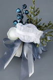 Grey Blue Wrist Corsage og Men Boutonniere satt for Prom Wedding Party