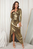 Load image into Gallery viewer, Gyldne langermer Formell kjole med volanger