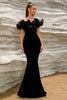 Load image into Gallery viewer, Svart havfrue Marengs Ruffles formell kjole