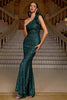 Load image into Gallery viewer, Hot Pink Sparkly Mermaid One Shoulder Prom Dress