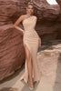 Load image into Gallery viewer, Havfrue aprikos En skulder Prom kjole med Slit