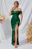 Load image into Gallery viewer, Off The Shoulder Green Prom Dress med Ruffles