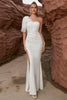 Load image into Gallery viewer, Hvit havfrue en skulder lang formell kjole med spalt