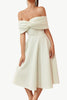 Load image into Gallery viewer, En linje av skulderen Ivory Midi Cocktail Dress