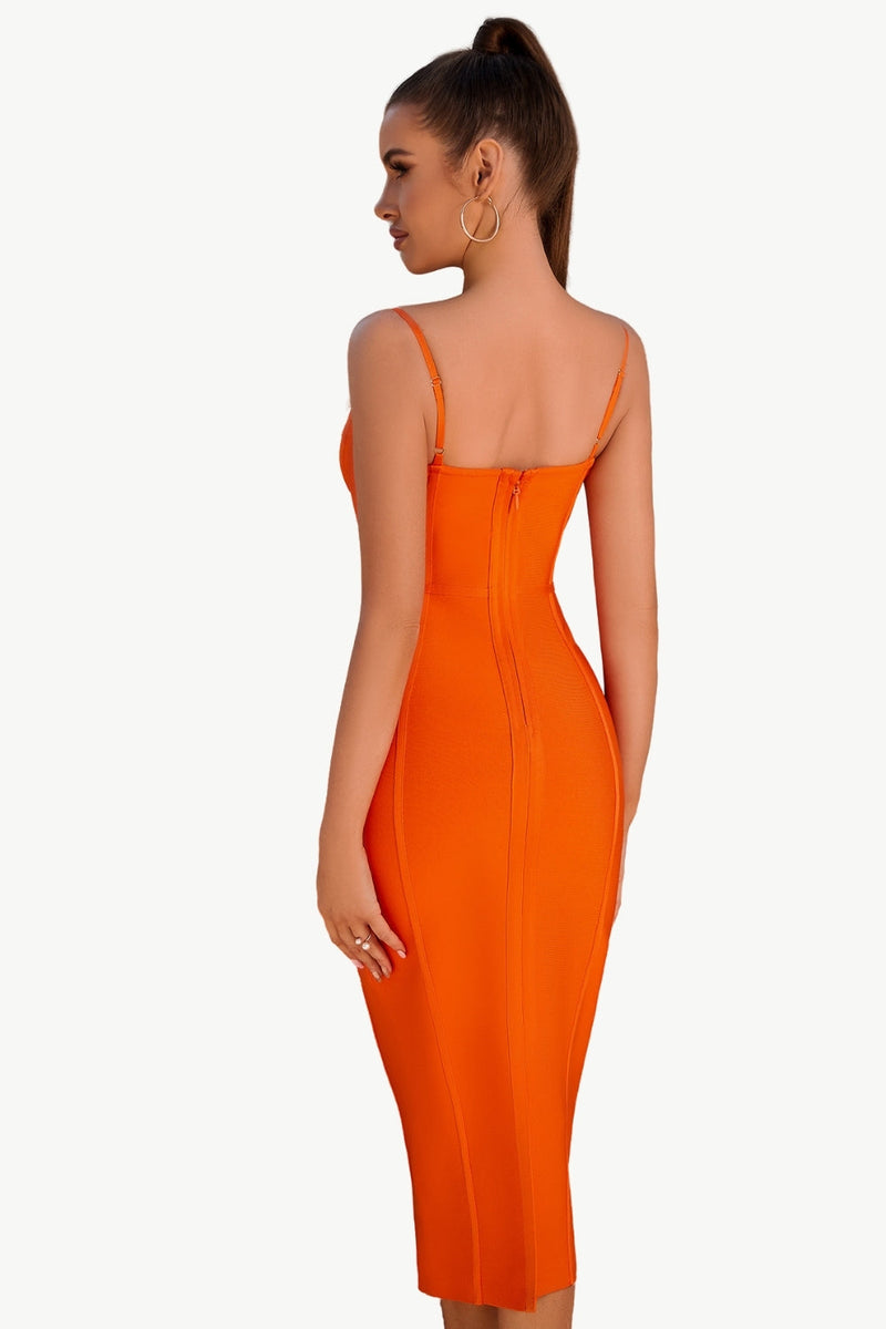 Load image into Gallery viewer, Oransje Spaghetti stropper Bodycon Cocktail Dress