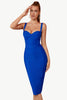 Load image into Gallery viewer, Royal Blue Bodycon Spaghetti stropper Midi formell kjole med spalt