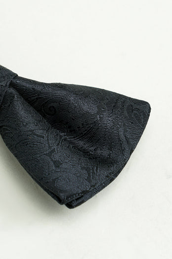 svart jacquard sateng sløyfe lomme firkantet sett