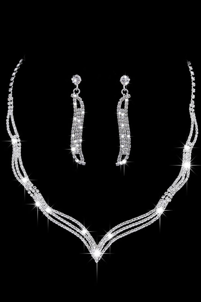 Load image into Gallery viewer, sølv krystall halskjede øredobber smykker sett