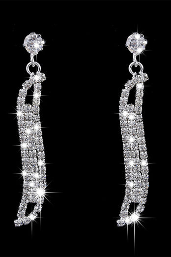 sølv krystall halskjede øredobber smykker sett