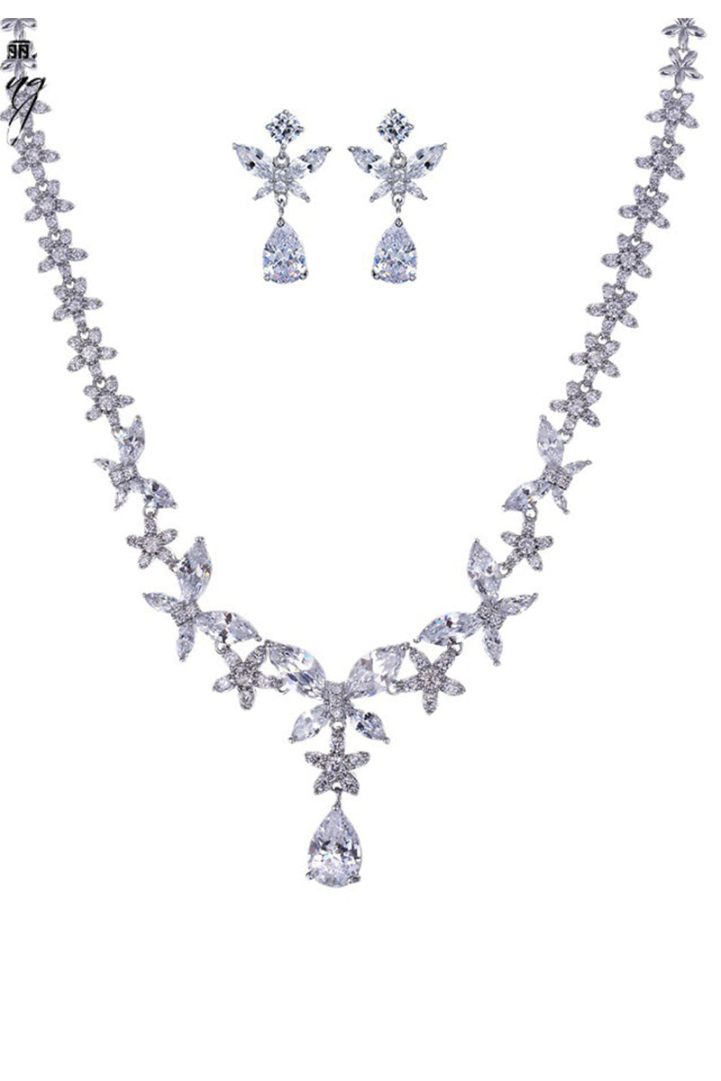 Load image into Gallery viewer, royal blå sommerfugl krystall dråpe øredobber halskjede smykker sett
