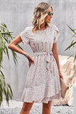 Blå Floral Boho sommerkjole