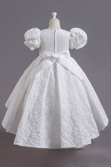 White A Line Girls 'kjole med bue