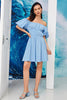 Load image into Gallery viewer, Blå av skulderen Mini Graduacion kjole