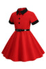 Load image into Gallery viewer, Red Jewel Neck Vintage Girl kjoler