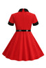 Load image into Gallery viewer, Red Jewel Neck Vintage Girl kjoler