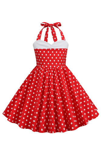 Red Halter Polka Dots 50's Girls Dress