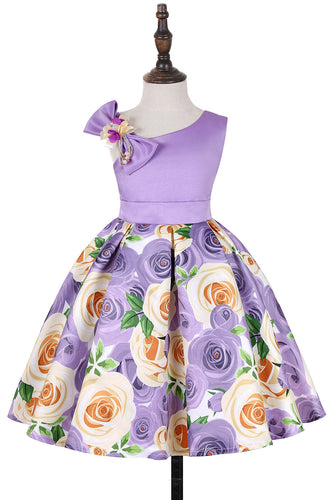 Floral Purple ermeløs Girls 'Party Dress