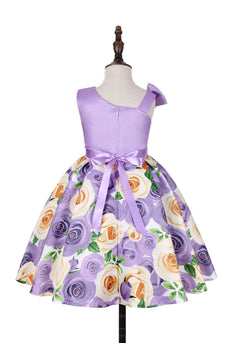 Floral Purple ermeløs Girls 'Party Dress