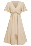 Aprikos V Neck A Line Summer Dress