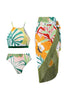 Load image into Gallery viewer, Todelt grønt trykt bikinisett med strandskjørt
