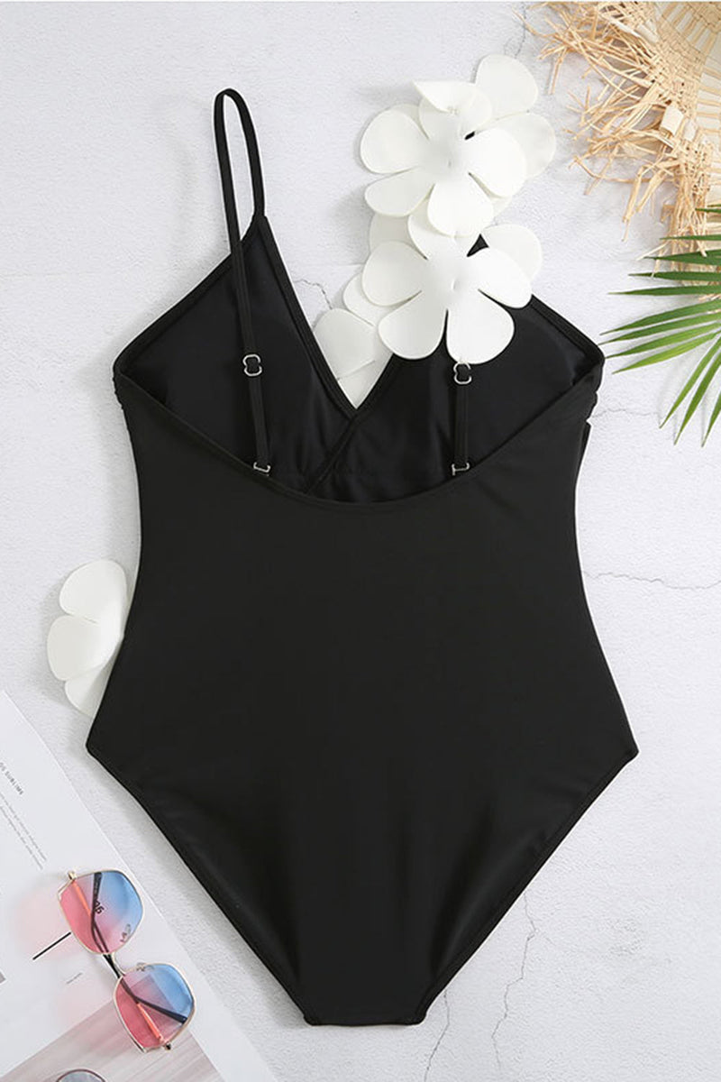 Load image into Gallery viewer, One Piece High Waist Black badetøy med blomst