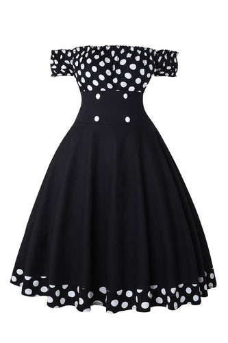 Av skulderen Polka Dots 1950-kjole