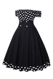 Av skulderen Polka Dots 1950-kjole