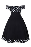 Av skulderen Polka Dots 1950-kjole