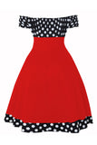 Av skulderen Polka Dots 1950-kjole