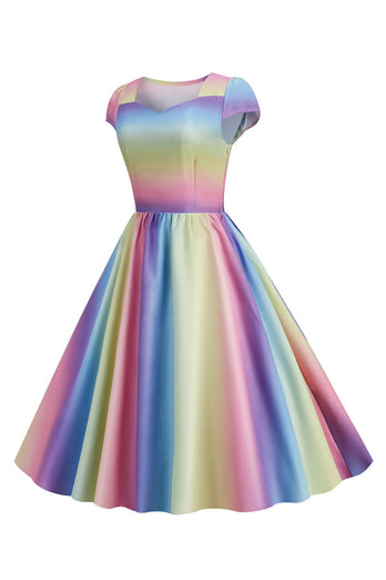 Fargerik A Line Vintage 1950-tallet kjole