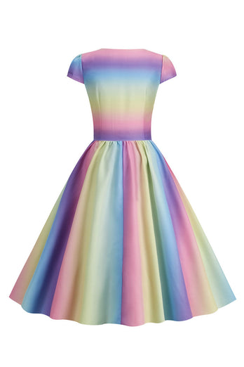 Fargerik A Line Vintage 1950-tallet kjole